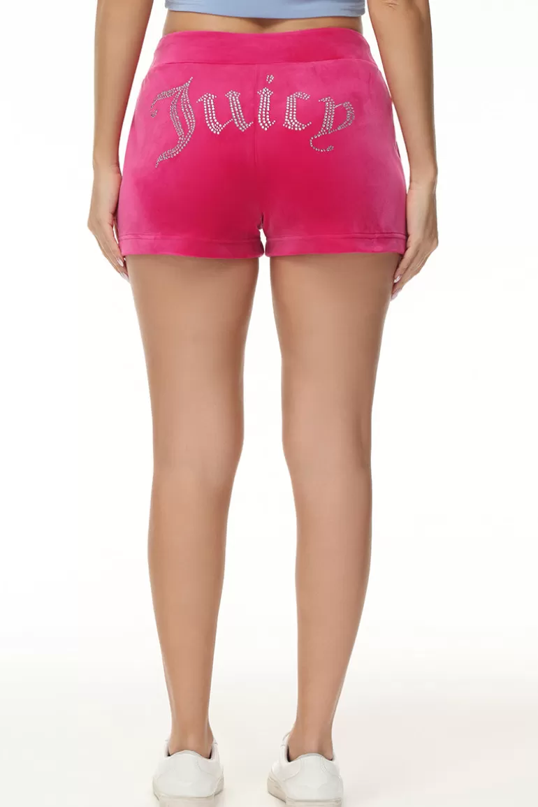 Juicy Couture Big Bling Velour Track Shorts>Kvinner Joggebukser