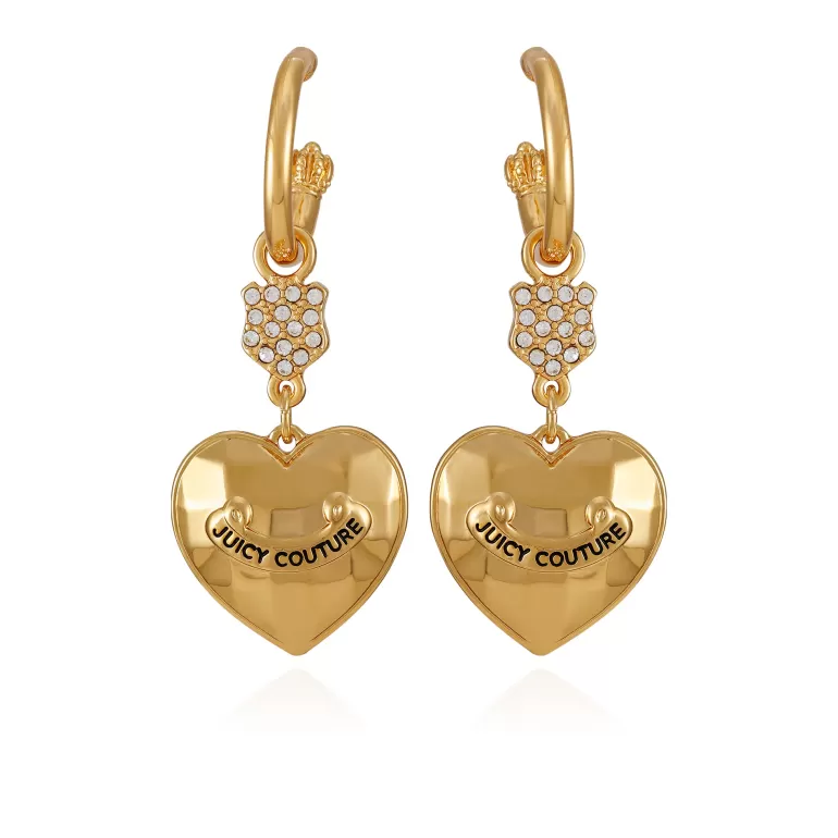 Juicy Couture Bling Heart Drop Hoop Øredobber> Øredobber