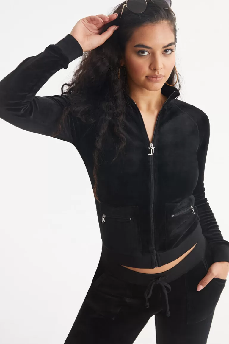 Juicy Couture Mockneck Velour Cargo Treningsjakke>Kvinner Hettegensere Og Jakker