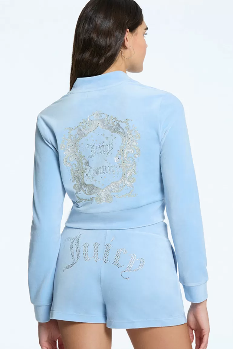 Juicy Couture Monogram Cropped Velour Bomberjakke>Kvinner Hettegensere Og Jakker