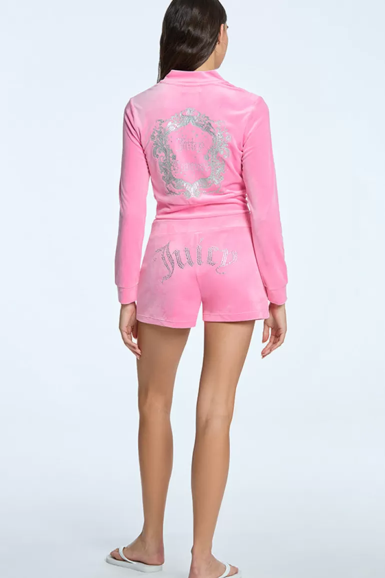 Juicy Couture Monogram Cropped Velour Bomberjakke>Kvinner Hettegensere Og Jakker