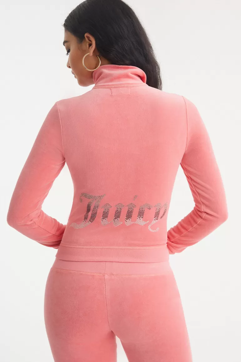 Juicy Couture Ombre Bling Cotton Velour Mockneck Treningsjakke>Kvinner Hettegensere Og Jakker