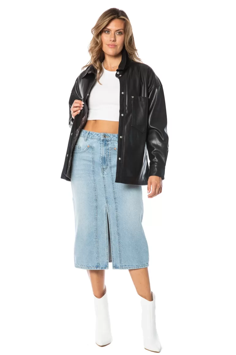 Juicy Couture Oversized Faux Skinn-Shacket>Kvinner Hettegensere Og Jakker