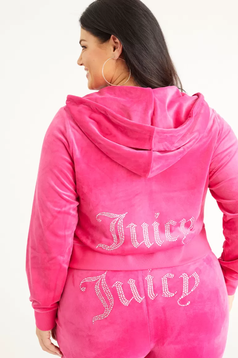 Juicy Couture Plus-Size Og Big Bling Velour Hettegenser>Kvinner Spor Topper